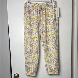 🆕 OLIVIA & VIVIAN Yellow Floral Sweatpants ~ M